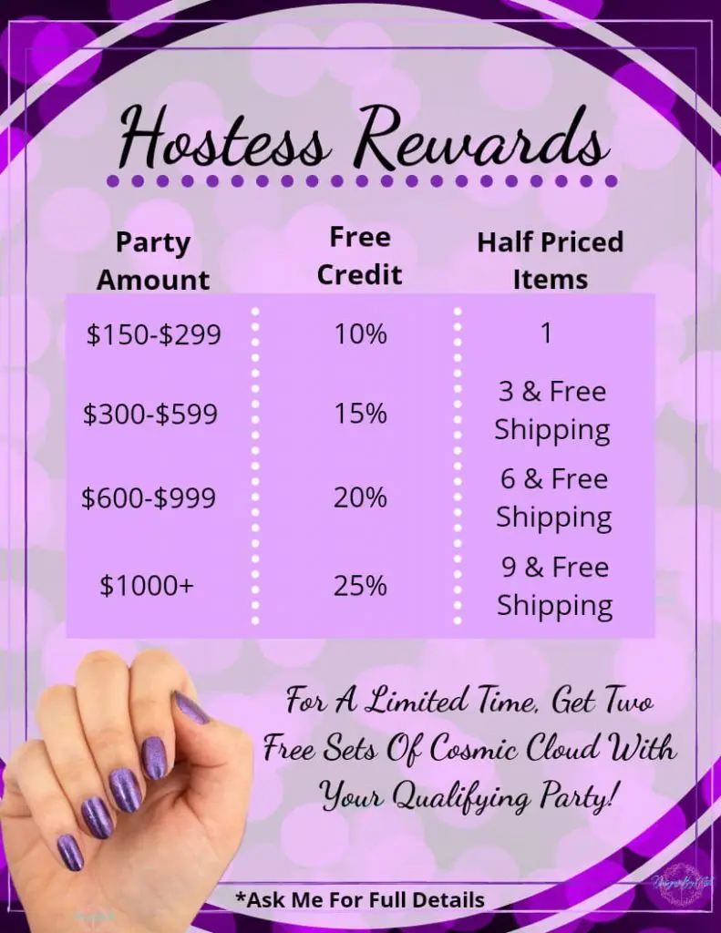 Graph of Color Street hostess rewards. 