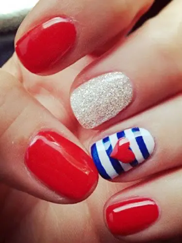 4th of July nail art glitter