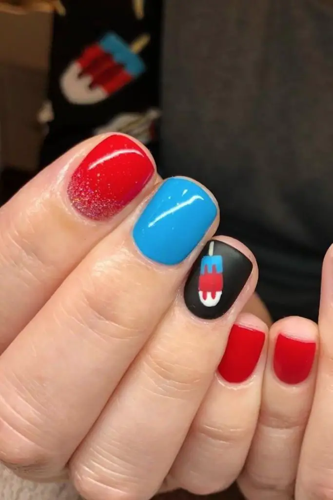 4th of July nail art bomb pop