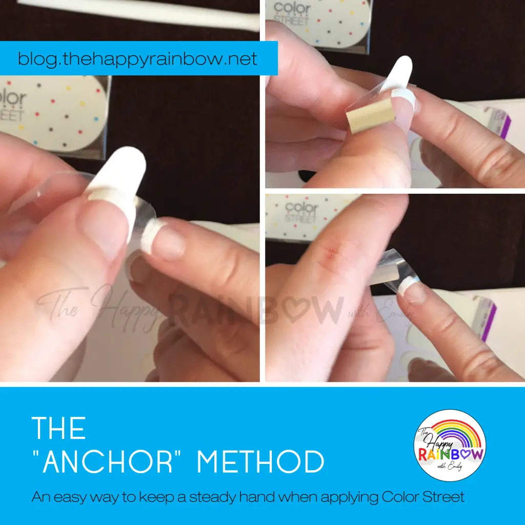 photo showing how to use the anchor method when applying Color Street