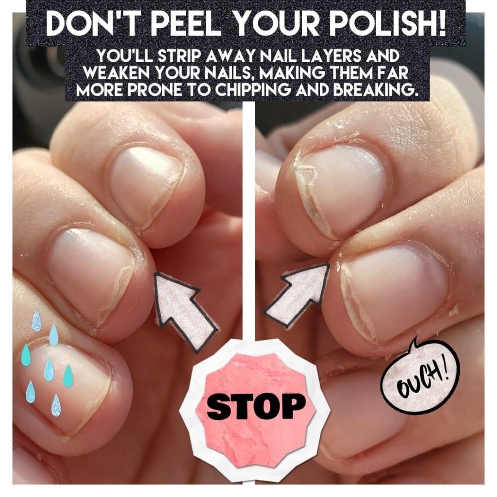 Why does Color Street make my nails peel? Don't peel off nail polish strips. Use nail polish remover.