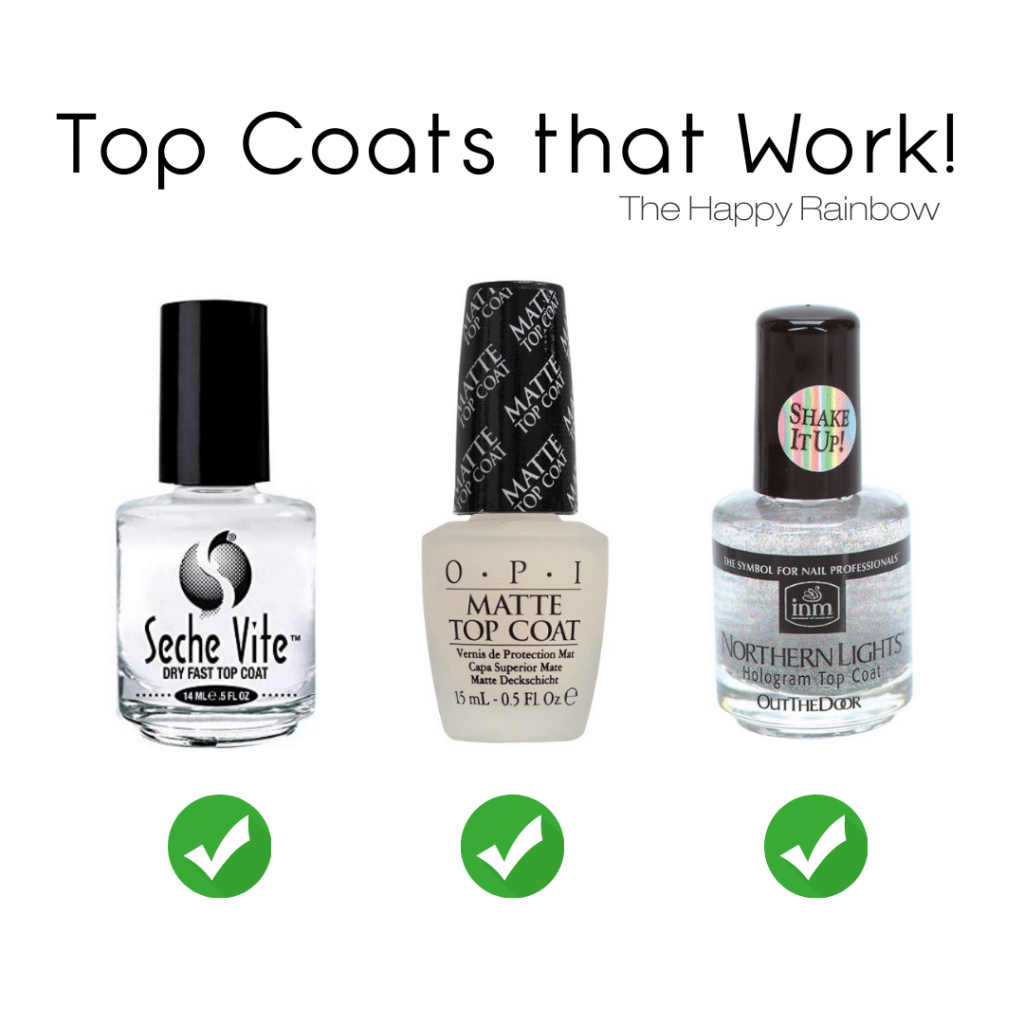 Liquid top coats that work to stop hair getting caught under nail strips