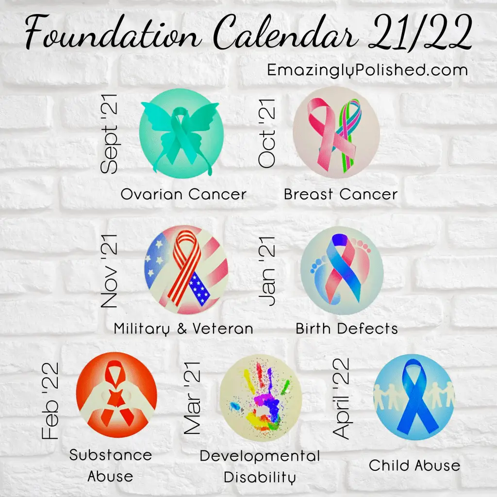 Color Street Foundation 21/22 Calendar of all charities