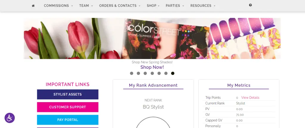 screenshot of virtual office when joining Color Street