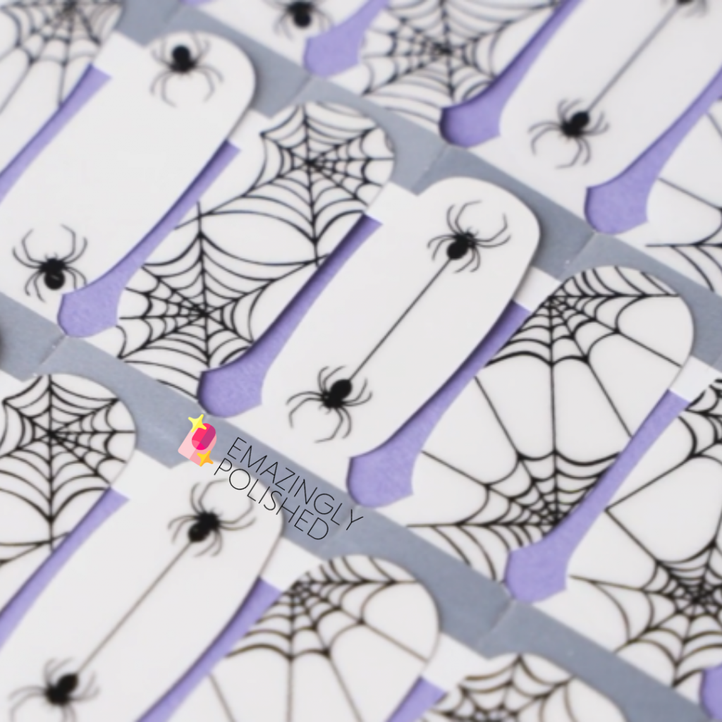 Color Street Halloween 2021 clear nail art with spiders