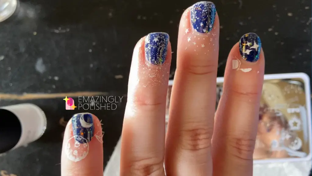 easy star galaxy nail art with color street and stamping